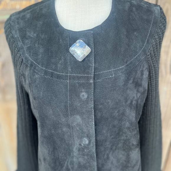 Vintage AMI black knit and suede leather jacket size Medium - Picture 4 of 5